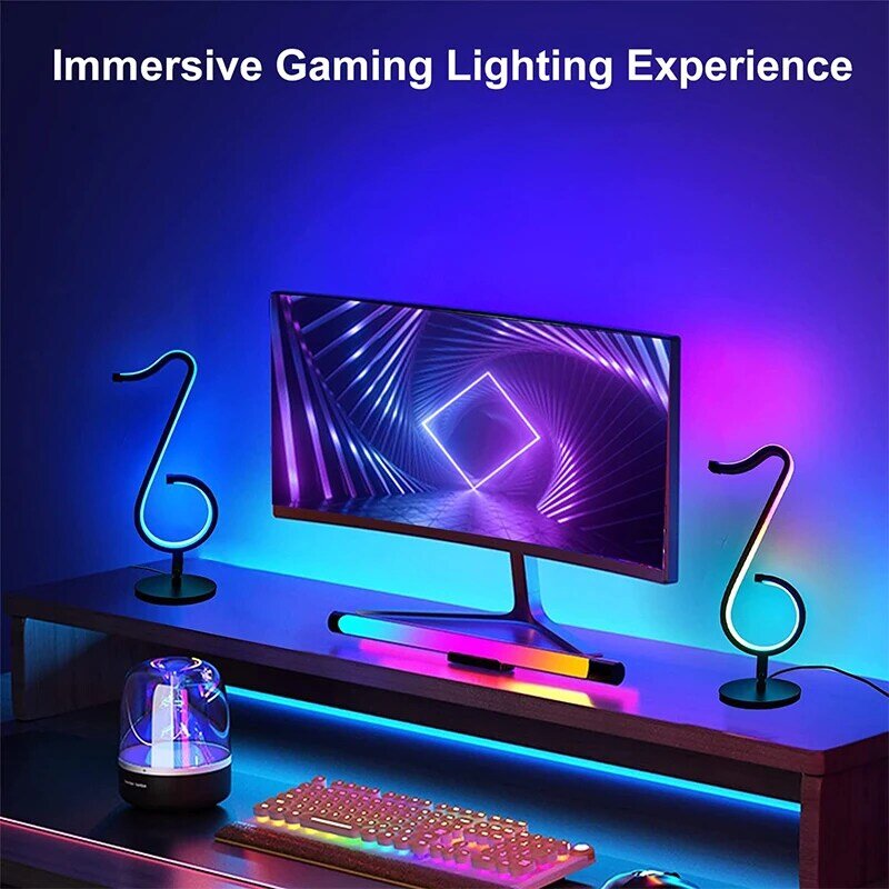 بلوتوث الألعاب RGB أضواء وحدة إضاءة LED جداريّة أضواء المحيطة المزاج الإضاءة مصباح App التحكم الموسيقى ملاحظة مصباح بعيد USB غرفة الألعاب