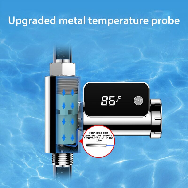 LED عرض مقياس حرارة الماء صنبور الإلكترونية مقياس حرارة الماء بشاشة LCD مضاد للماء الطفل آمنة هيث دش درجة الحرارة عرض أدوات الحمام المنزل