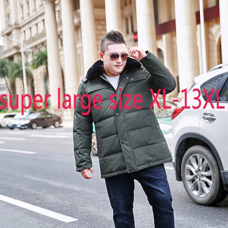 New High Quality Fashion Suepr Large Men Oversized Thickened Hair Collar Coat Thick Casual Down Jacket Plus Size XL-11XL12XL13XL