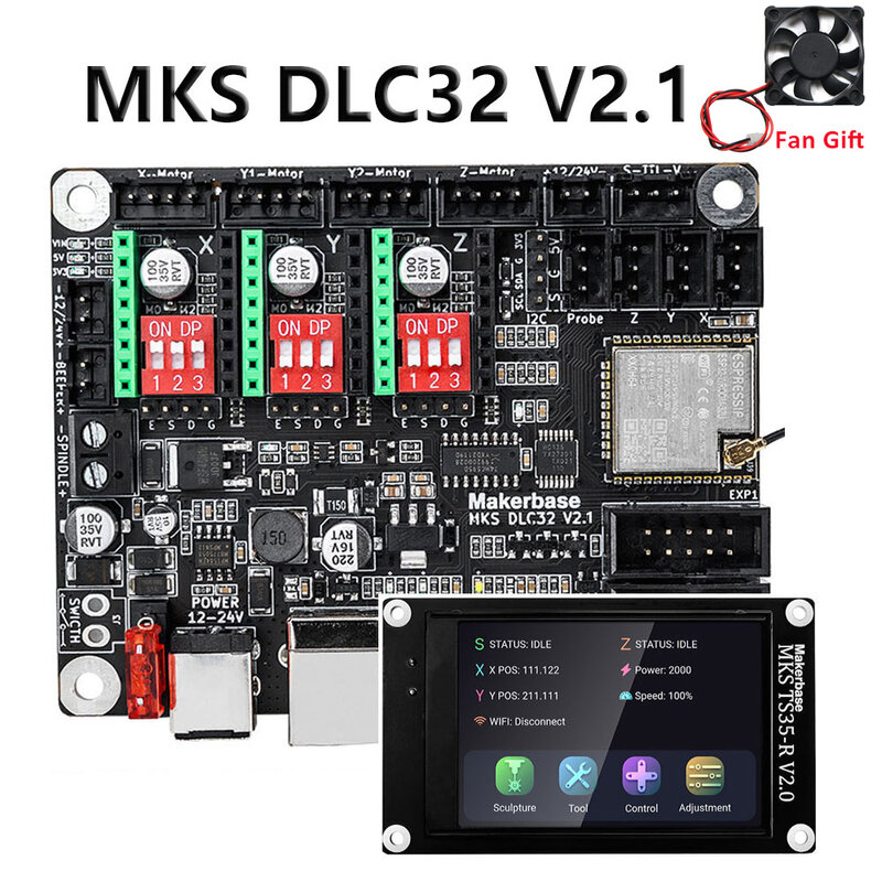 ESP32 واي فاي GRBL شاشات تعمل باللمس TFT لسطح المكتب ماكينة الحفر بالليزر Makerbase MKS DLC32 V2.1 حاليا تحكم 32 بت
