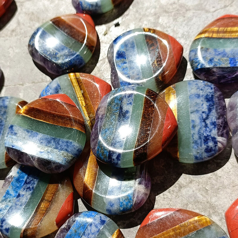 7 Chakra Thumb Worry Stones Unique Heart Shaped 7 Chakra Crystals And Healing Stones Anxiety Healing Crystals And Healing Stones