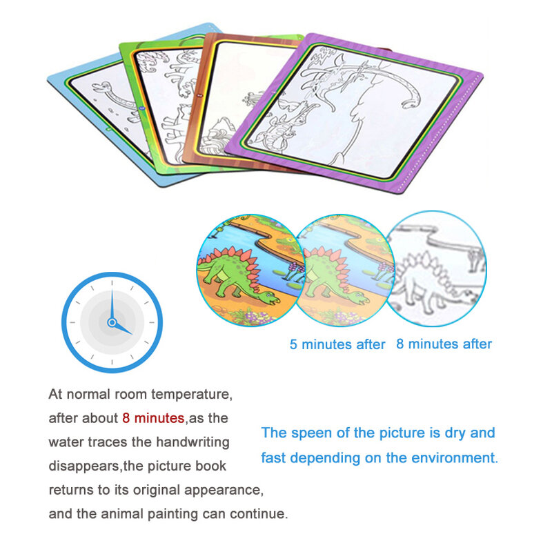السحرية كتاب المياه رسم الأطفال ألعاب مونتيسوري قابلة لإعادة الاستخدام تلوين كتاب الحسية التعليم المبكر اللعب ماجيك المياه دفتر رسم