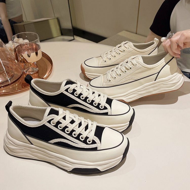 2022 النساء أحذية رياضية من قماش القنب أحذية منصة بلون خليط الدانتيل متابعة أحذية مشي للنساء Zapatos دي موهير Chaussure فام