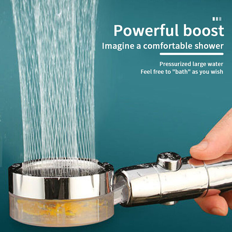 Showerhead 360 Degrees Adjustable Bathroom Turbo Shower Head Spray 3 Modes Removable Bath Sprayer Adults Curved Red