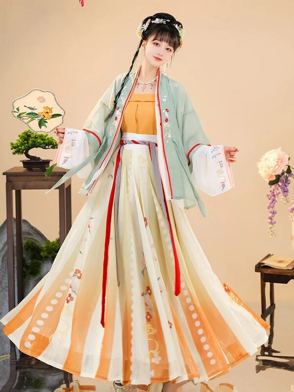 سونغ سلالة Hanfu فستان الإناث الصيف النمط الصيني تحسين القديمة زي الربيع والخريف الجنية اليومية رقيقة نمط مجموعة كاملة #3