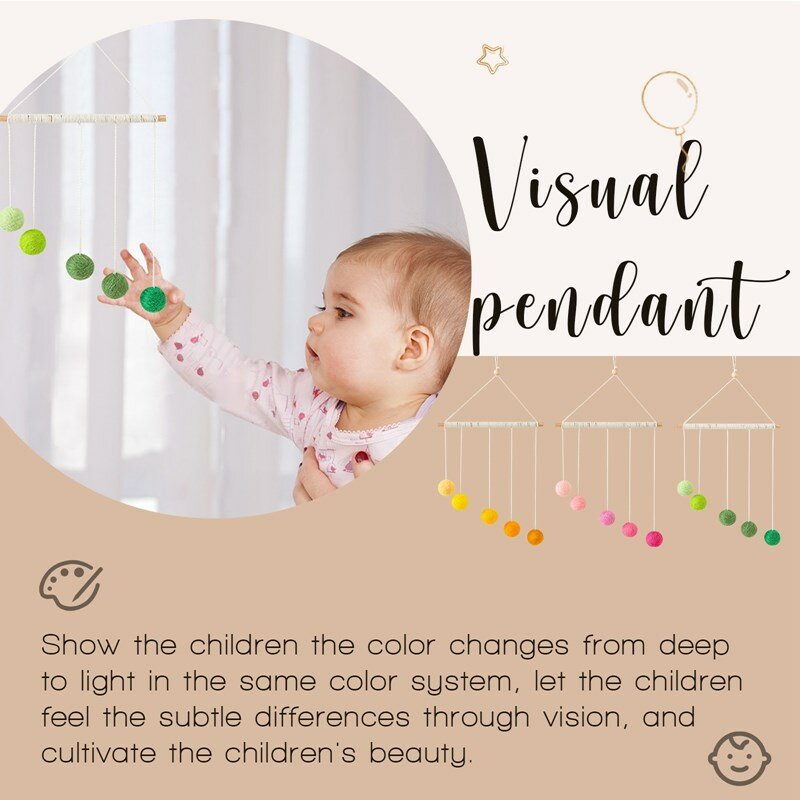 Baby Montessori Plush Ball Pendant Colorful Mobile Hanging Crib Toy Kids Visual Sensory Game Color Cognitive Educational Toys