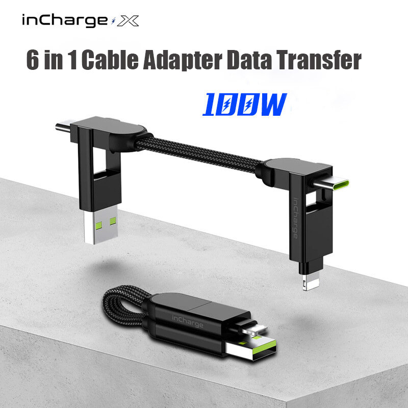 كيرينغ incharge X مهائي كابلات 6 in1 PD 100 واط نقل البيانات تهمة ل USB إلى USB نوع C البرق المصغّر USB المغناطيسي محول