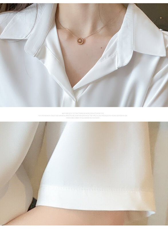 قمصان بيضاء للمكتب للسيدات بلوزات علوية صيفية عصرية للنساء بلوزات شيفون للنساء بلوزات قصيرة الأكمام بلوزات موهير 832H