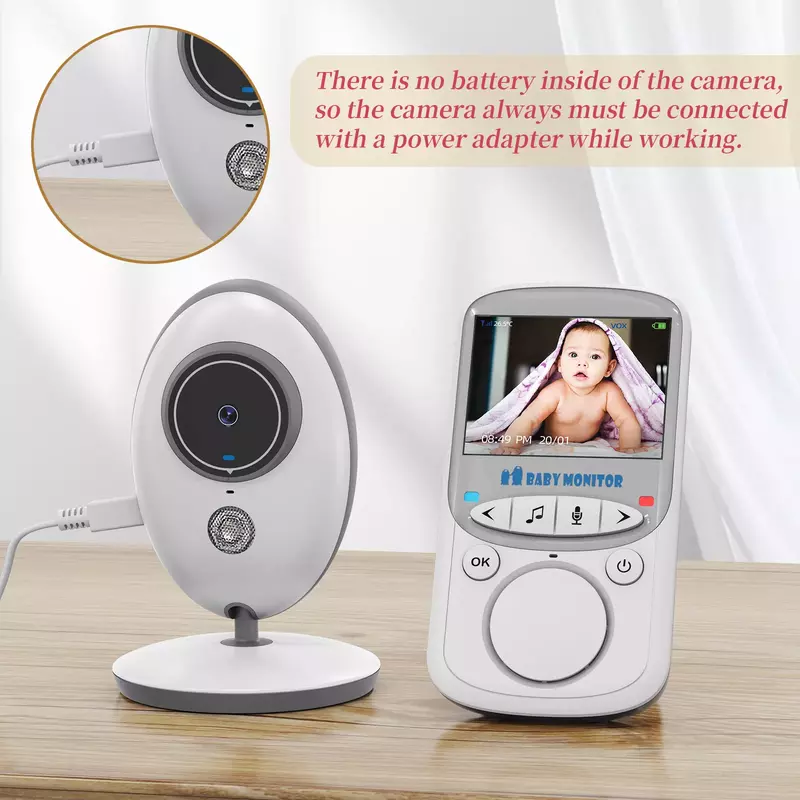 TakTark 2.4 بوصة لاسلكية فيديو مراقبة الطفل كاميرا ملونة الاتصال الداخلي للرؤية الليلية مراقبة درجة الحرارة جليسة مربية