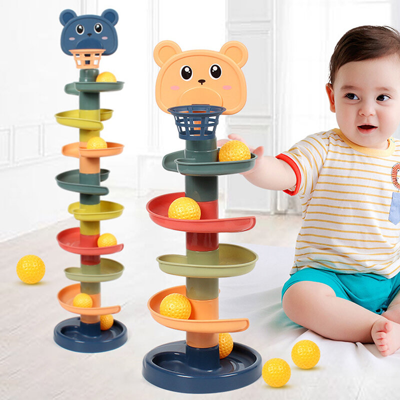 Baby Toys Rolling Ball Pile Tower Early Educational Toy For Babies Rotating Track Educational Baby Gift Stacking Toy For Kids