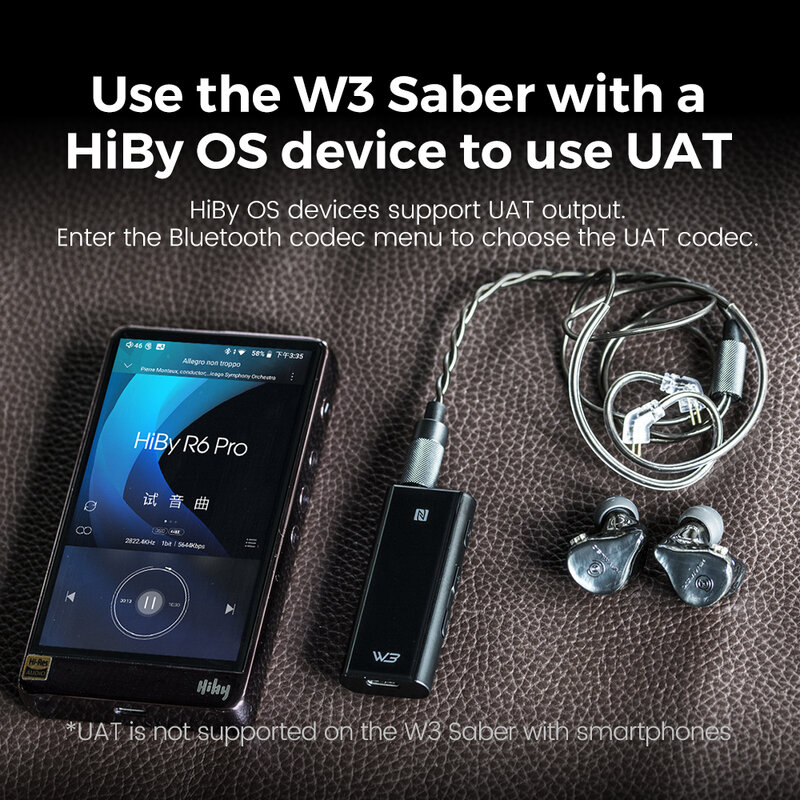 HiBy W3 صابر USB DAC اللاسلكية بلوتوث سماعة مكبر للصوت استقبال 3.5 مللي متر SE الناتج NFC aptX HD LDAC SBC AAC Carplay مع هيئة التصنيع العسكري