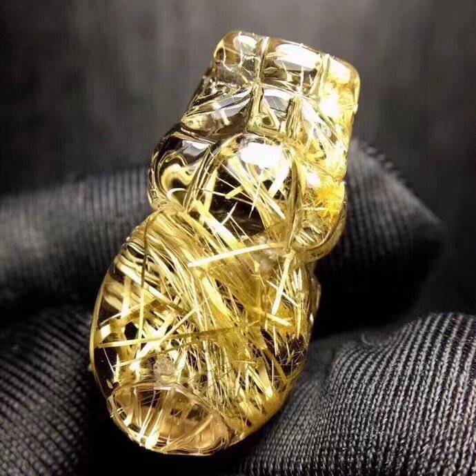 حقيقية الذهب الطبيعي Rutilated قلادة من الكوارتز الأحجار الكريمة البرازيل 27:15:13 مللي متر Pi Xiu الأثرياء النساء الرجال المجوهرات AAAAAA