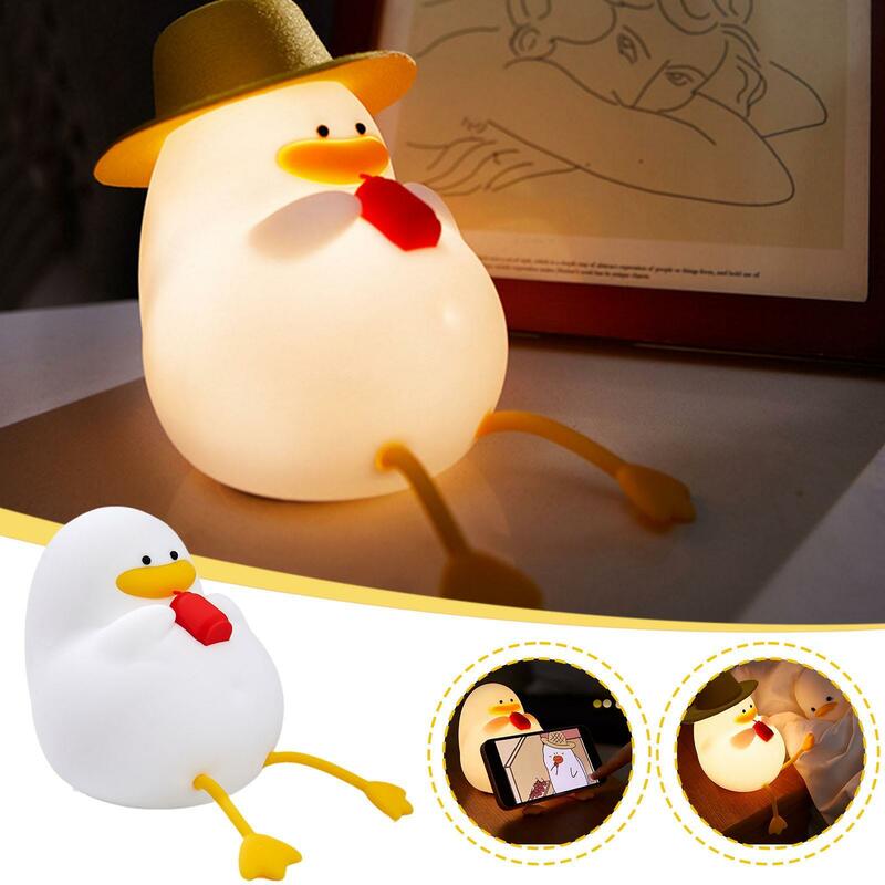 LED Lying Flat Duck Silicone Night Light USB Charging Bedside with Sleep Night Light Pat Dimming Atmosphere Table Lamp Gift #1