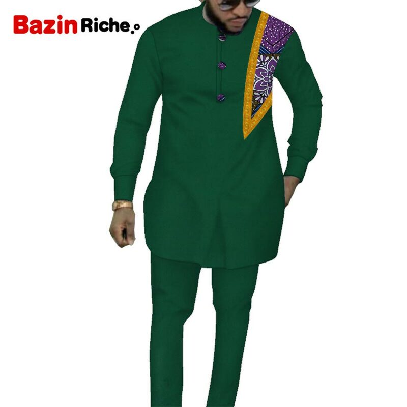 الأفريقية الرجال الملابس دعوى Dashiki رجل الأعلى بانت 2 قطعة الزي مجموعة ريتشي قميص مع بنطلون WYN1317