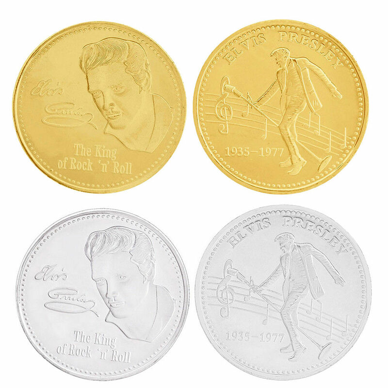 الفيس بريسلي الفضة الذهب تذكارية عملة طبعة محدودة 1935-1977 الملك روك البوب شعبية النمط الأمريكي عملات هدية #4