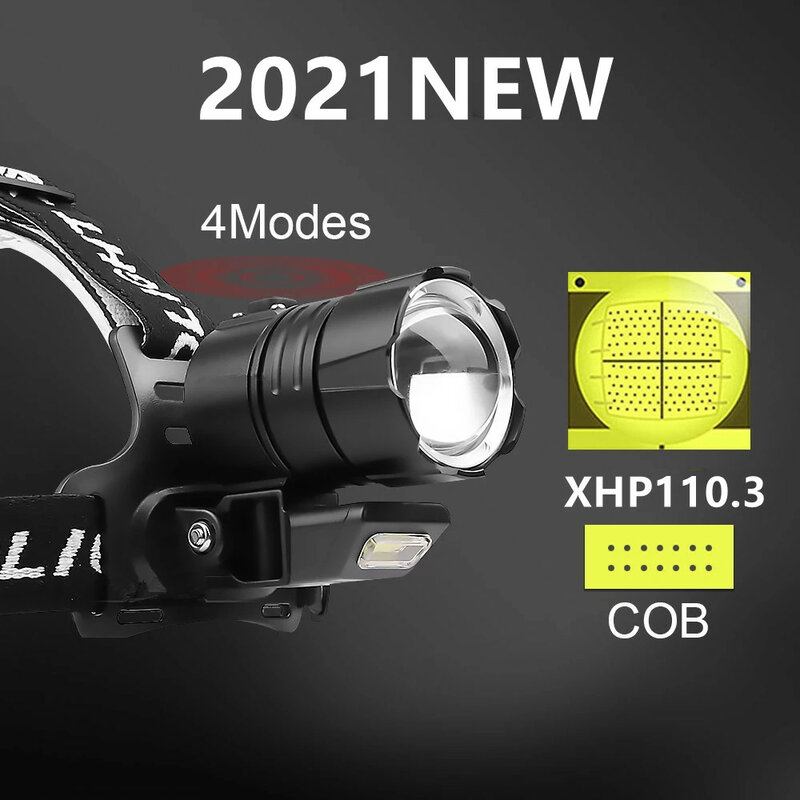 Super XHP110 Powerful Led Headlamp rechargeable Led Headlight 18650 Usb Head Flashlight Torch XHP90 Fishing Head Lamp Work Light