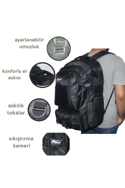 50 lt black large size waterproof multi-eyed hiking-feast-school-school-head-tkeking backpack