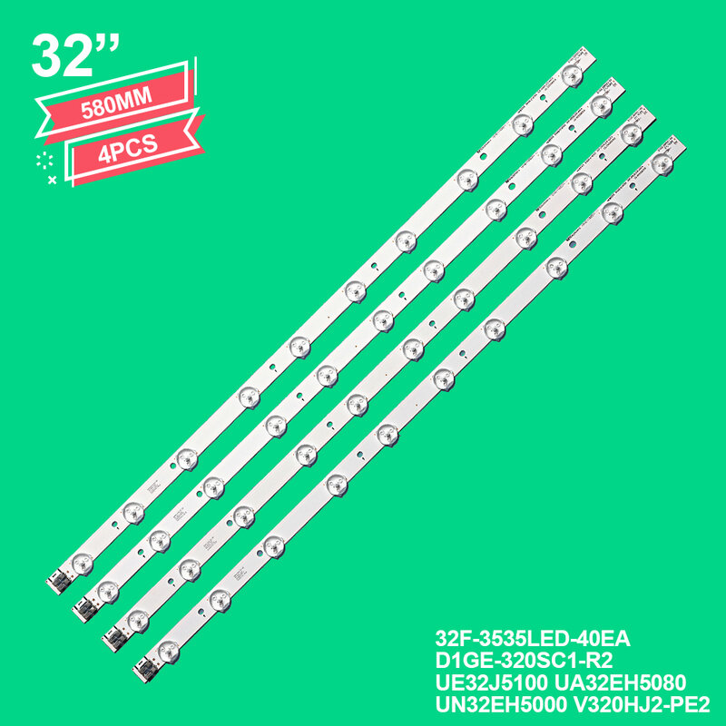 (New kit) 4pcs 10LEDs 580mm LED backlight strip for UE32EH5000KX D1GE-320SC1-R3 32F-3535LED-40EA BN96-24146A D1GE-320SC1-R2