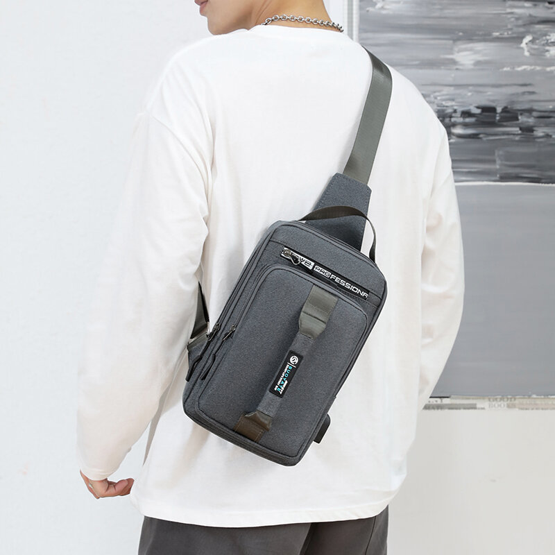 جديد متعدد الوظائف الرجال أكياس الصدر النايلون USB رجل حقيبة كتف عالية السعة الذكور حقيبة كروسبودي الأولاد الرياضة في الهواء الطلق الصدر حزمة