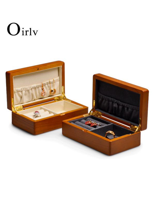 Oirlv خشبية علبة مجوهرات خاتم صندوق أقراط صندوق سوار قلادة صندوق ساعة مجوهرات المنظم حقيبة للتخزين