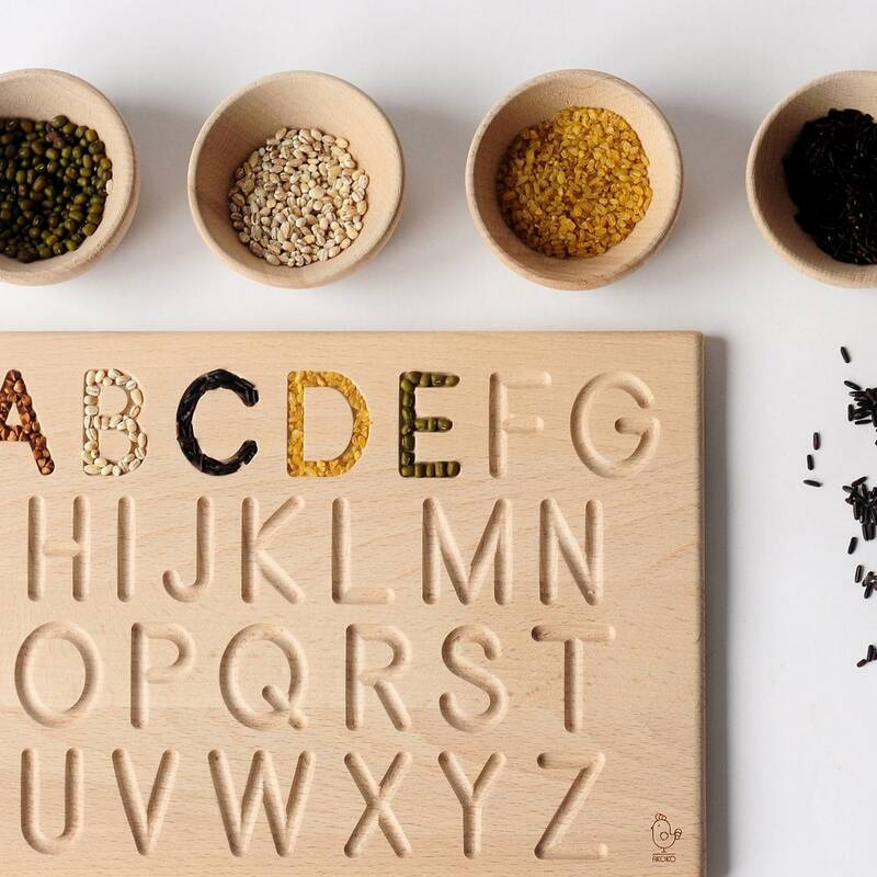 Double-sided alphabet tracing board - solid wood