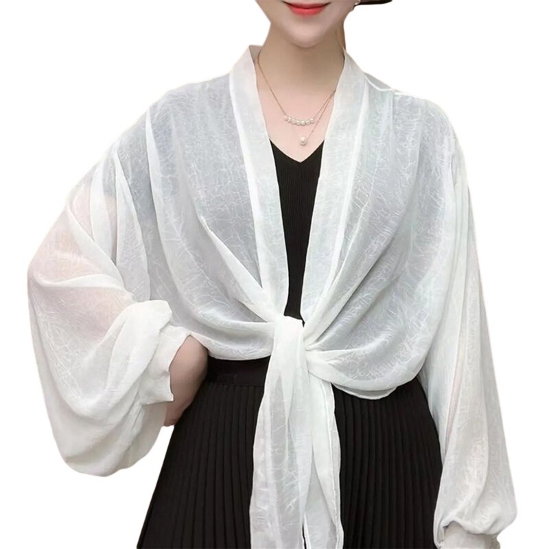 E9LC Sunscreen Shawl Lightweight Summer Shawl for Dresses Women Long Sleeve Cloak