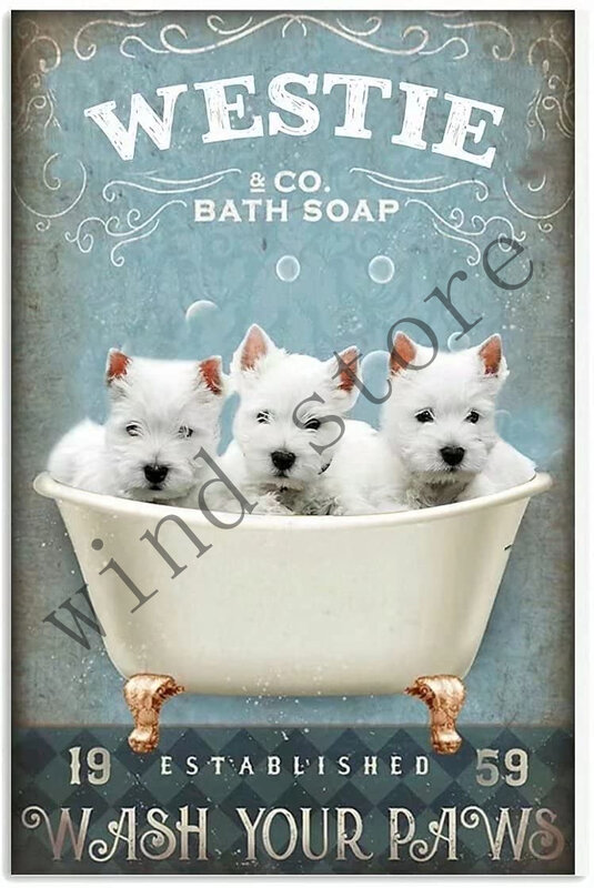 Funny dog pet Metal Tin Signs Toilet Room Retro Sign Bath Soap Bathroom  Vintage Bathroom Toilet Bar Cafe Wall Decoration Retro
