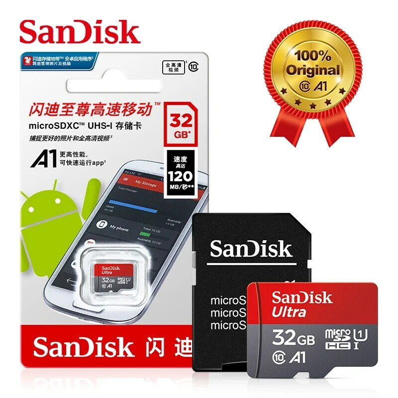 سانديسك 32 جيجابايت الترا TF مايكرو SD بطاقة SDHC فئة 10 UHS-I 64 جرام ذاكرة Caed C10 الذاكرة بطاقات فلاش microSD minicard للهاتف