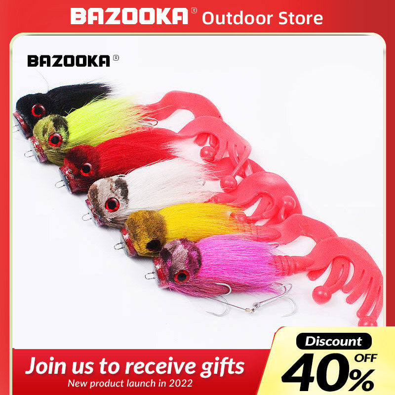 Bazooka Big Mouse Pike Bait Fishing Lure Bucktail Tail Silicone Lure Head Soft Artificial Mouse For Pike Bass Winter Bait