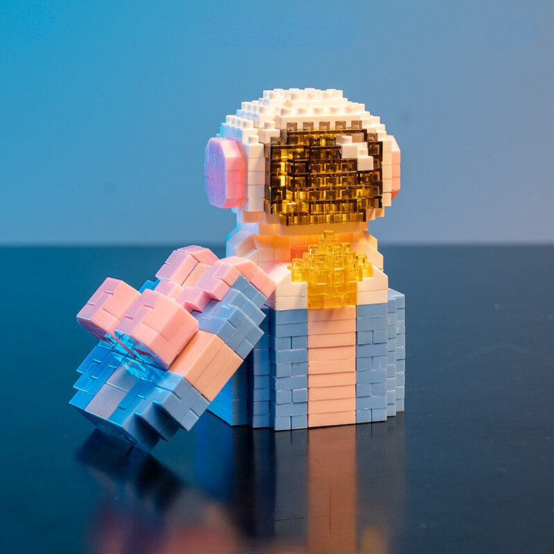 الإبداعية مايكرو الفضاء القمر ضوء القمر الصناعي رائد الفضاء اللبنات الماس كتل الطوب منشئ لعب للأطفال حلم #4