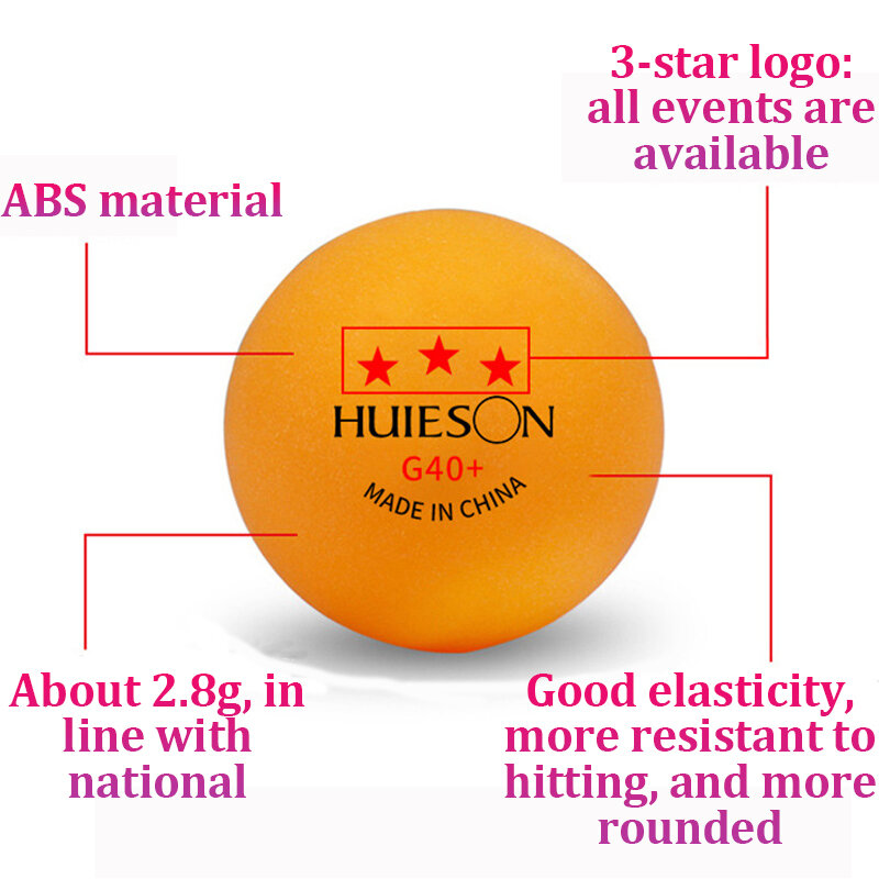 HUIESON 3 نجوم بينغ بونغ كرات 40 مللي متر 2.8 جرام ABS بيوفيسيونال تنس طاولة الكرة ITTF معايير ل تنس طاولة مسابقة التدريب