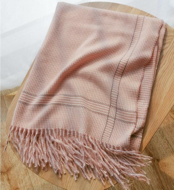 2023 New winter women cotton warm wraps lady pure blanket cashmere scarf #3