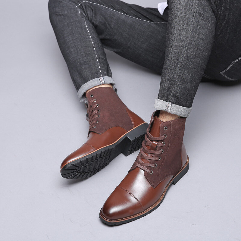 حجم كبير 48 2022 FZNYL الرجال أحذية الخريف الشتاء عالية أعلى حذاء برقبة بتصميم إنجليزي الرجال الكورية مهرج أحذية بوت قصيرة بوتاس hombre piel