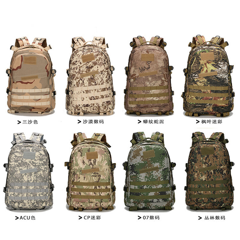 50L كامو حقيبة ظهر كبيرة العسكرية حقيبة متعددة الاستخدامات مقاوم للماء حقيبة الظهر التخييم التنزه الرحلات الصيد الصيد الظهر للرجال
