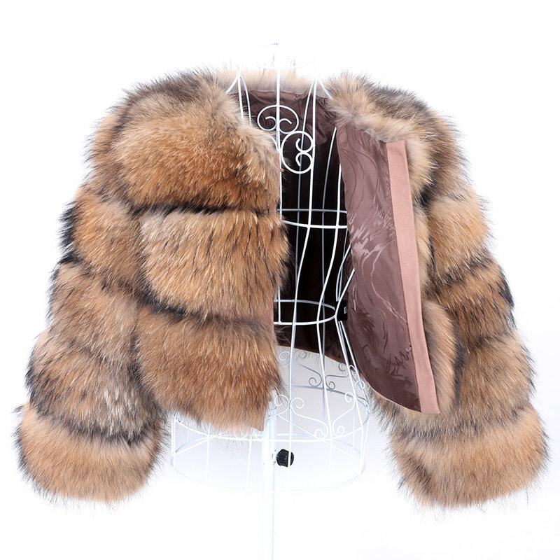 Maomaokong جديد معطف الفرو الحقيقي 100% الطبيعية الراكون الفراء سترة الإناث الشتاء الدافئة الجلود الثعلب الفراء معطف جودة عالية الفراء سترة