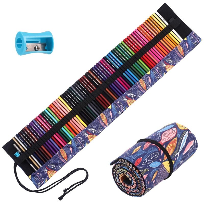 72 Colored Pencils For Adult Coloring Books Professional Coloring Drawing Set Coloring Pencils With Roll Up Canvas Bag