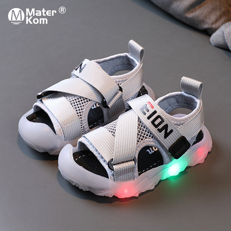 حجم 21-30 صنادل للأطفال مع أضواء Led مضيئة أحذية للطفل بنين بنات الصيف تضيء الوحيد متوهجة الصنادل للأطفال 1-6y