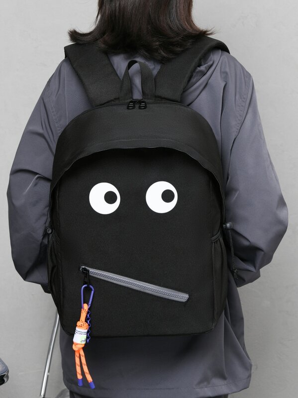 حقيبة مدرسية للطالبات في المدارس المتوسطة حقيبة ظهر هاراجوكو مونستر سوداء سعة كبيرة حقيبة ظهر كمبيوتر ترفيهية خفيفة #1