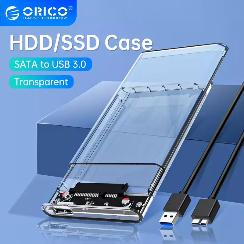 ORICO حافظة أقراص صلبة شفافة SATA إلى USB 3.0 حافظة القرص الصلب الخارجية 2.5 ''HDD الضميمة لمحرك الأقراص الصلبة SSD صندوق صندوق المورد