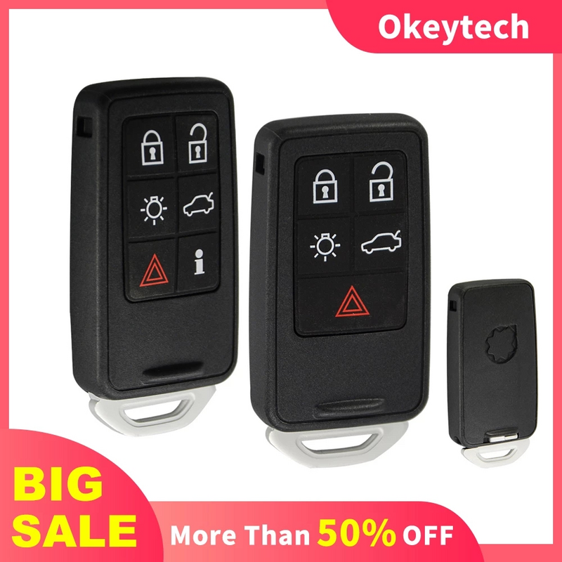 Okeytech 5/6 زر مفتاح السيارة الذكية قذيفة الحال بالنسبة لفولفو S60 V60 S80 XC70 XC60 V70 2008-2017 غطاء الملحقات عن بعد
