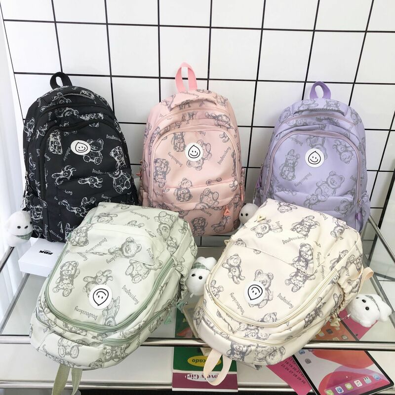 حقائب ظهر نايلون مطبوعة على الجدران ، حقيبة مدرسية للفتيات المراهقات ، حقيبة ظهر يابانية غير رسمية في الحرم الجامعي