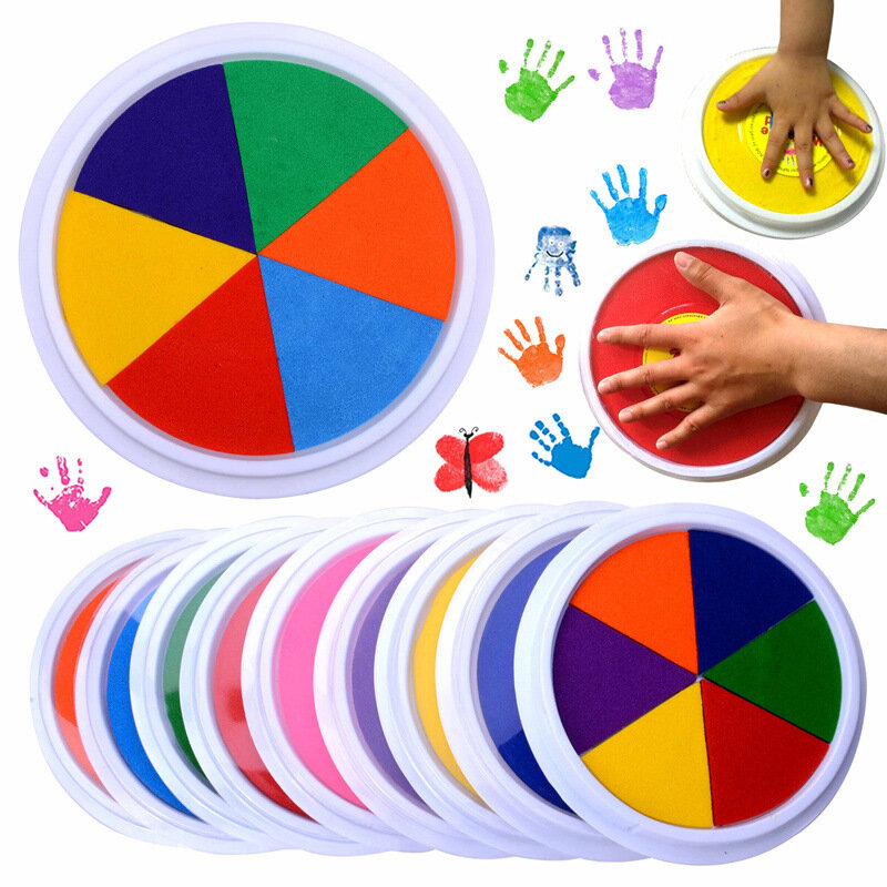 6 ختامة حبر ملون لتقوم بها بنفسك إصبع اللوحة الحرفية cardmade جولة كبيرة للأطفال التعليم الرسم ألعاب الأطفال التفاعلية