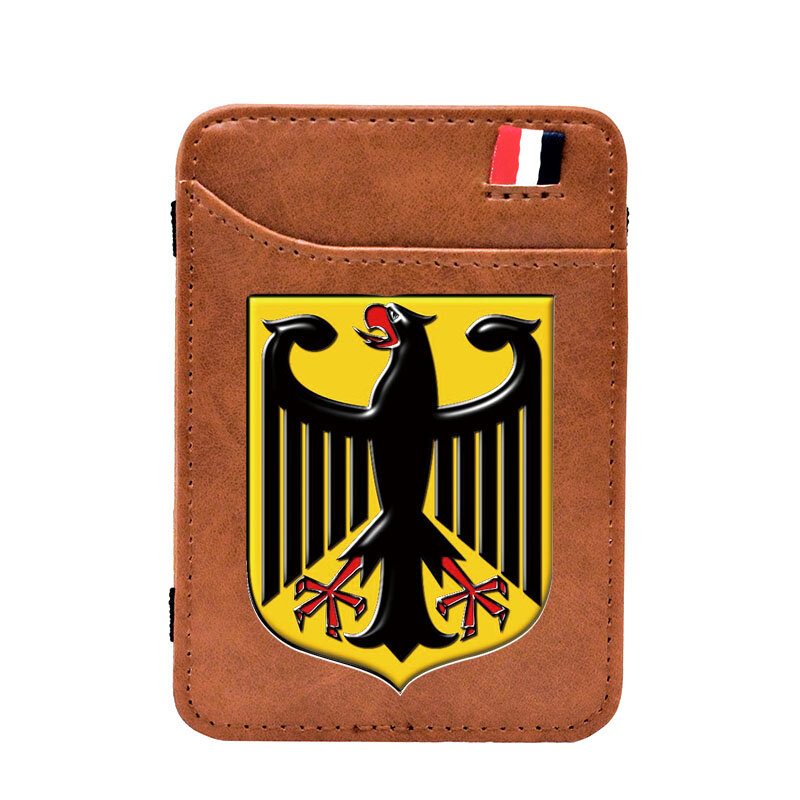 الموضة الألمانية النسر الطباعة الجلود بطاقة المحفظة الكلاسيكية الرجال النساء المال كليب بطاقة محفظة حامل النقدية