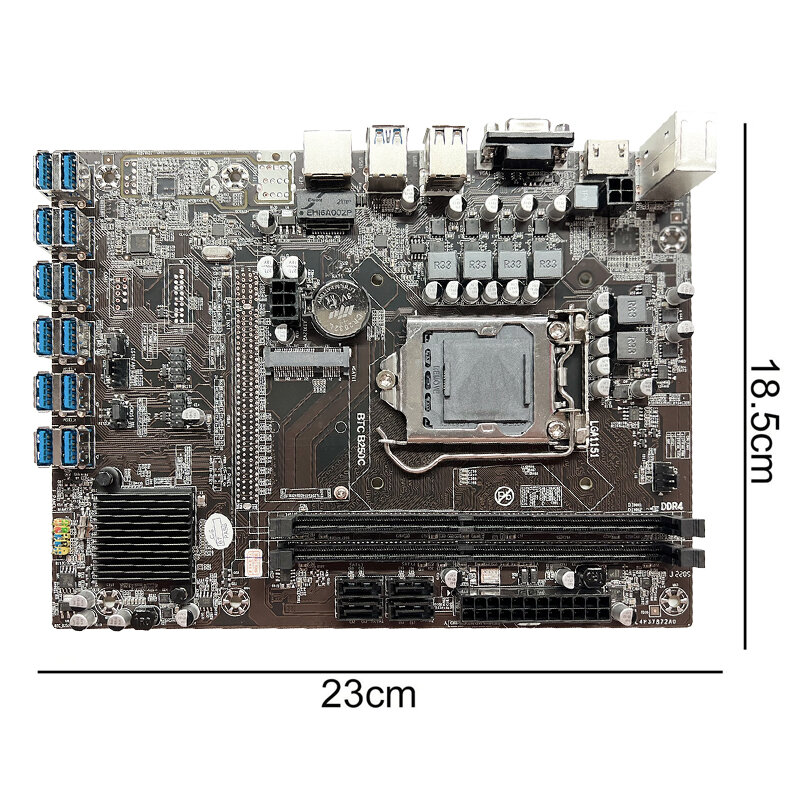 B250C BTC التعدين اللوحة + SATA كابل 12XPCIE إلى USB3.0 بطاقة جرافيكس فتحة LGA1151 DDR4 MSATA ETH مينر اللوحة الأم