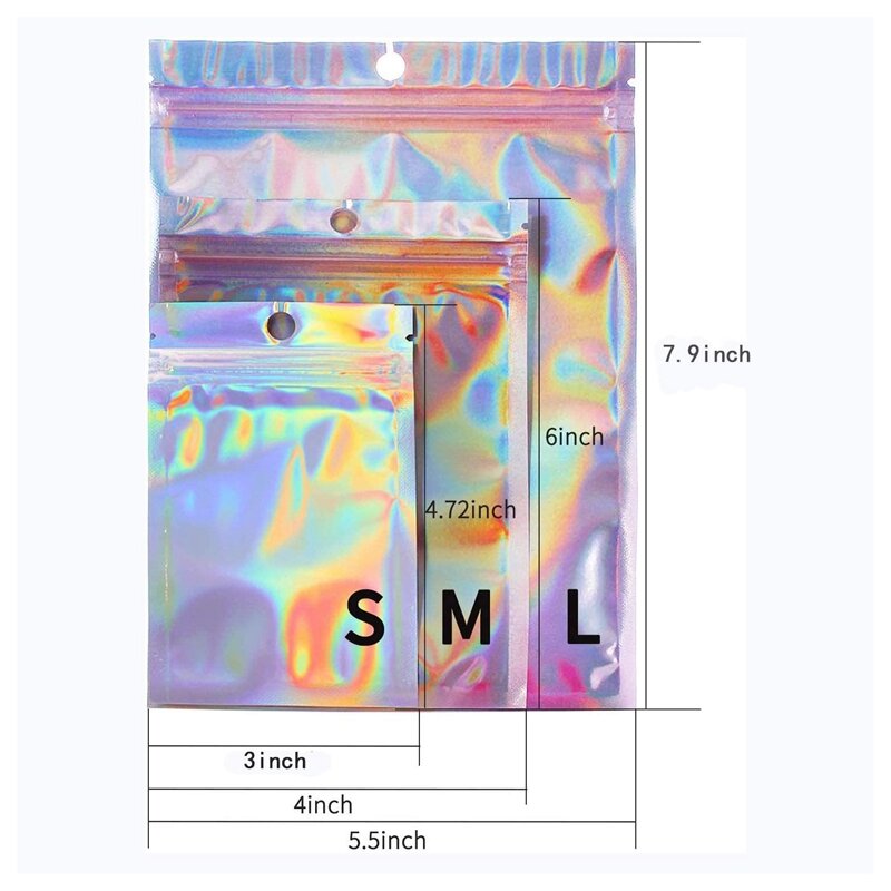 Aluminum Foil Bags 100Pcs Resealable Smell Proof Bags Foil Pouch Bag Zipper Closure Bag For Party Favor Food Storage