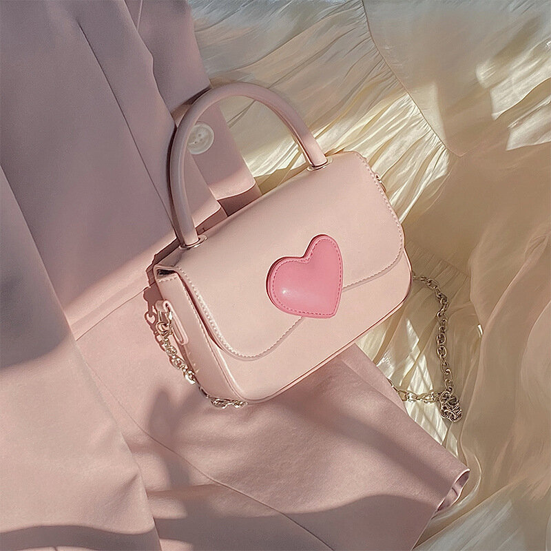 Rejolly محفظة قلب للنساء الفتيات Y2K حقيبة كروسبودي صغيرة لطيف محفظة صغيرة بو الجلود مقبض حقيبة مع حزام سلسلة