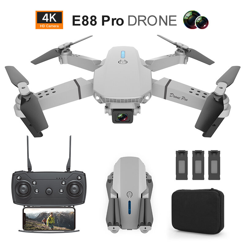 E88 Professional Mini WIFI HD 4k Drone With Camera Hight Hold Mode Foldable RC Plane Helicopter Pro Drone Toys Quadcopter Drones