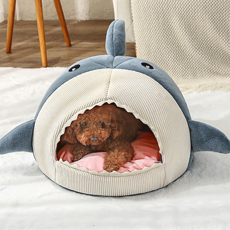 2022 شتاء جديد الكرتون القرش الحيوانات الأليفة سرير للقطط والكلاب أفخم كامل الحجم قابل للغسل مريحة النوم قطعة أثرية قابل للغسل بيت