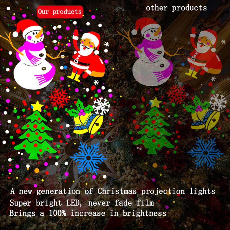 عيد الميلاد LED الإسقاط ضوء LED أضواء المرحلة ضوء الليزر العارض مصباح ندفة الثلج ضوء للخارجية المرحلة حديقة البيت الطرف