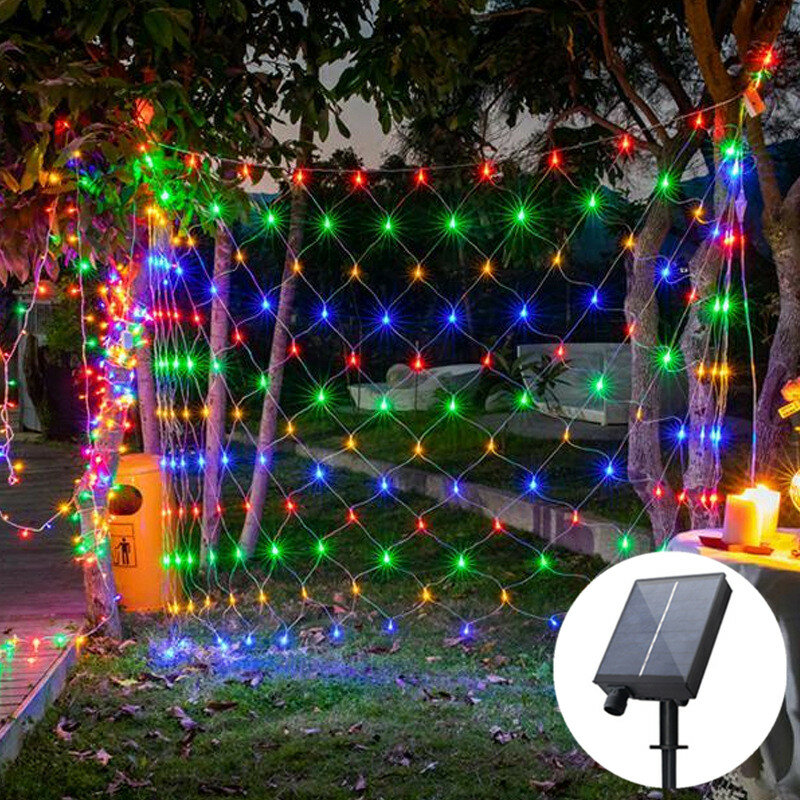 الطاقة الشمسية شبكة تعمل بمصابيح LED الستار شبكة الجنية سلسلة ضوء عيد الميلاد الديكور السنة الجديدة 2023 أضواء في الهواء الطلق جارلاند شارع جارلاند #2